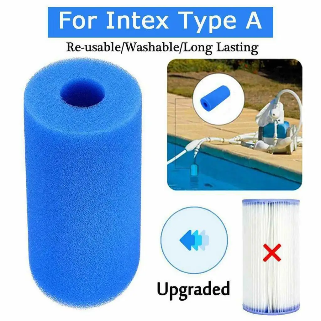 Bomba de filtros lavable reutilizable para piscina, suministros de limpieza, equipo para Intex tipo A, repuesto para piscinas sobre el suelo