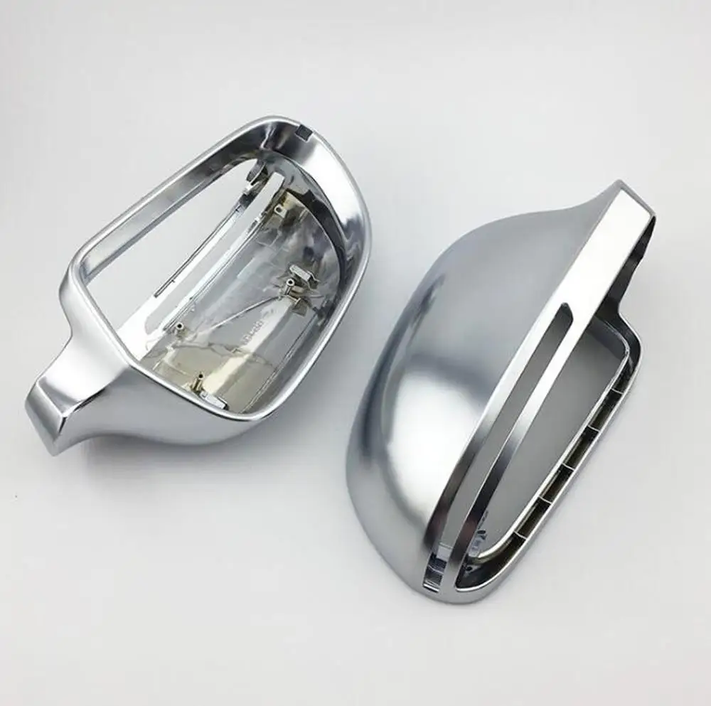 Car Mirror Cover For Audi A4 B8 A3 A5 A6 Q3 Matte Chrome Silver Rearview Mirror Cover Protection Cap Car Styling