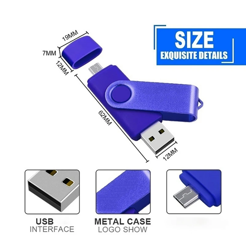 High Speed USB Flash Drive 16GB 8GB 4GB OTG Pen Drive 64gb Usb Stick 32gb Pendrive Flash Disk for Android Micro/PC Custom logo