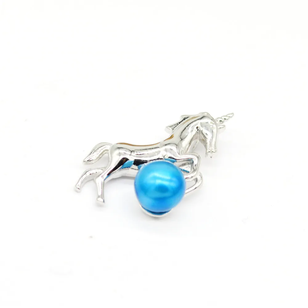 925 Sterling Silver Unicorn Pendants mountings for Pearl DIY Jewelry, Design Pearl Pendants Fitting with Pearl Seat for Women