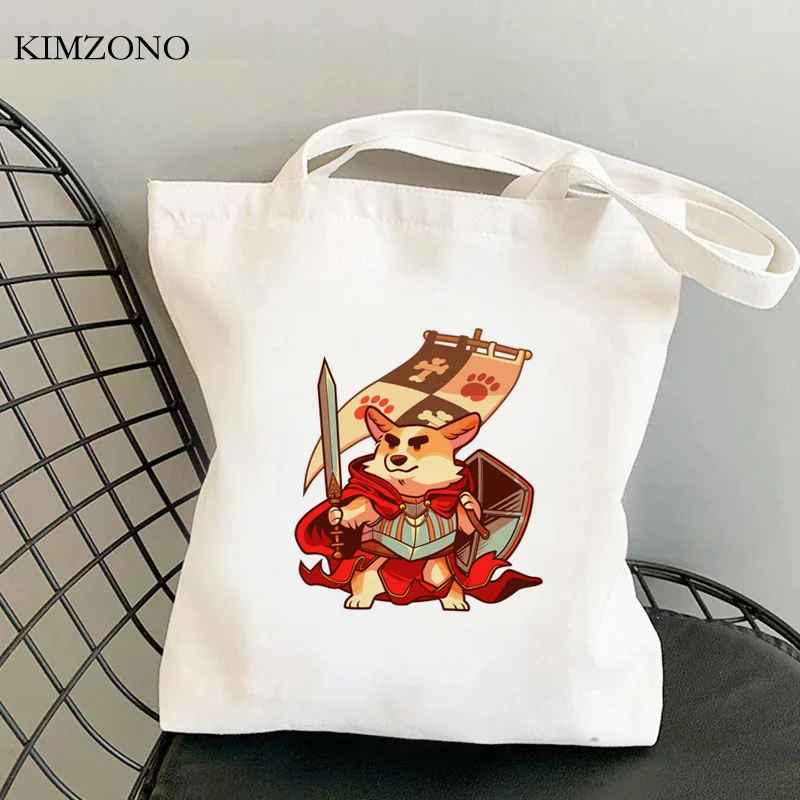 Corgi shopping bag tote drogheria shopper canvas bag-juta sac tissu