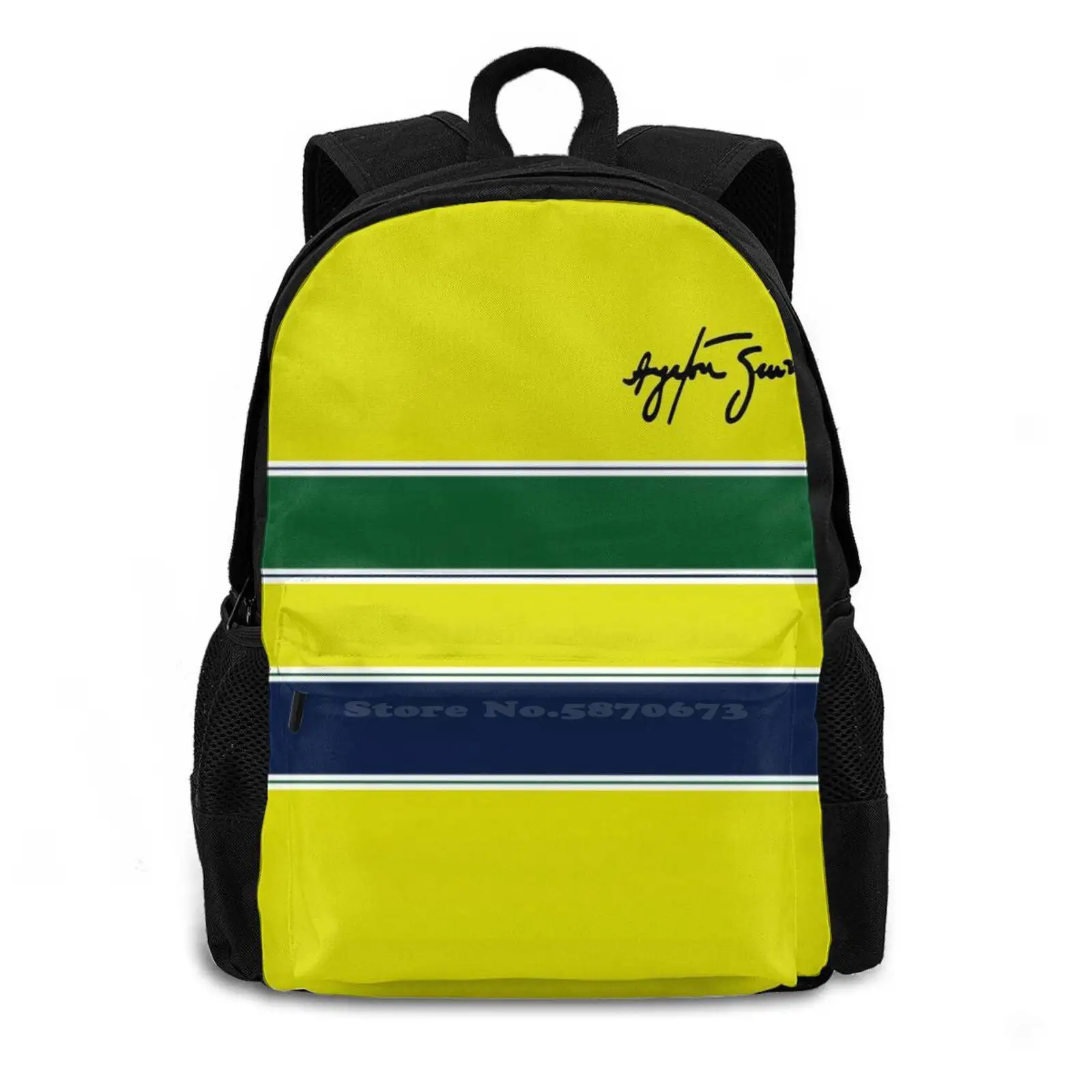 Senna Stripes Rucksack Knapsack Storage Bag Backpack Senna Hamilton Schumacher Fernando Alonso Prost