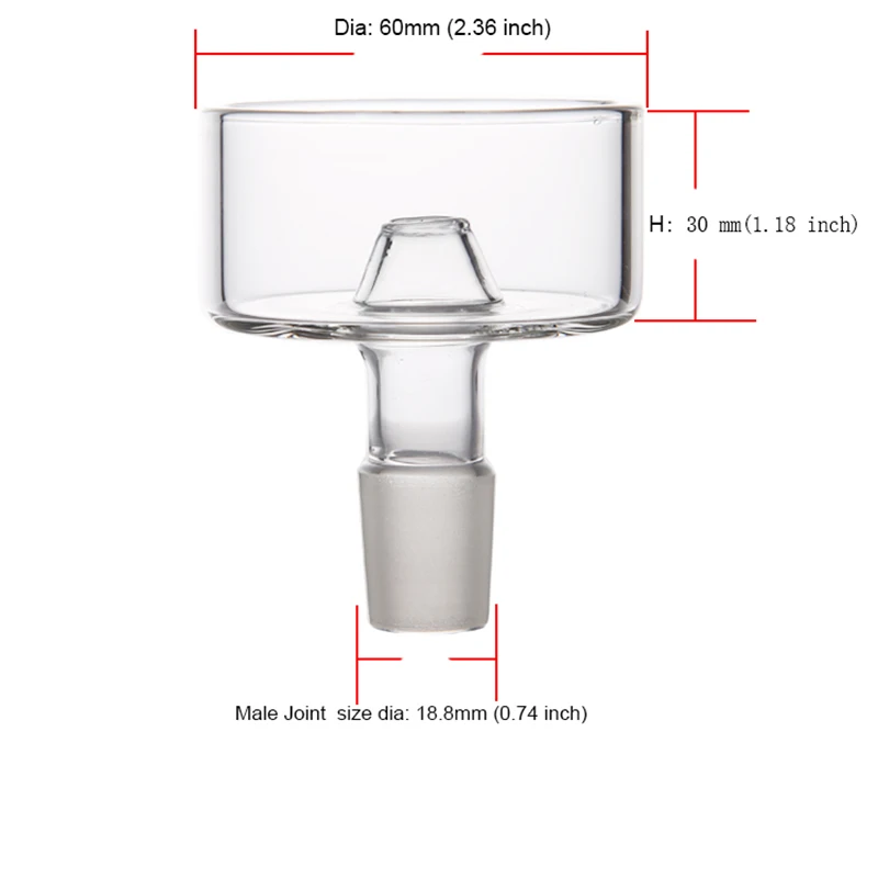 Cuenco de vidrio con agujero grande para Narguile, olla de tabaco con soporte de carbón para Shisha, 1 unidad