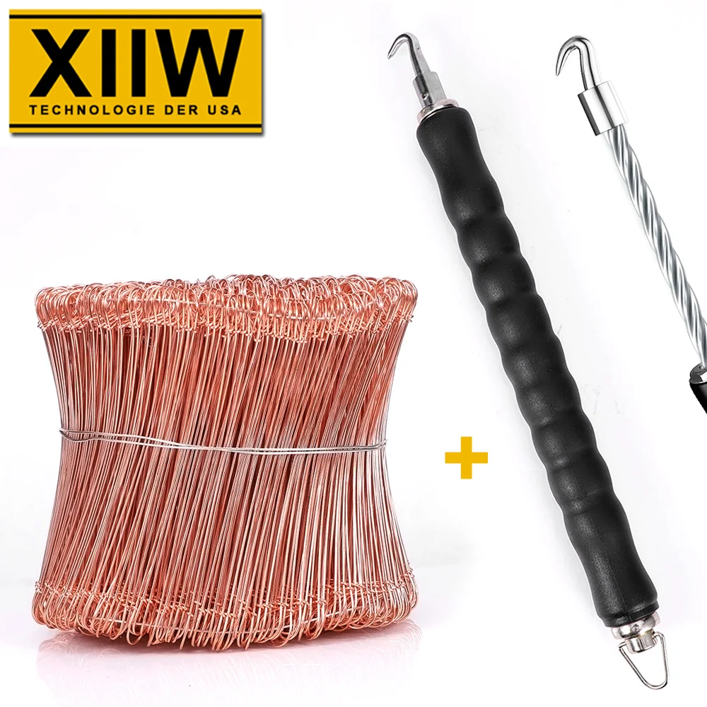 1000pcs Copper Wire+Rebar Hook Semi-automatic Rebar Hook Straight Pulling Wire Tie Strapping Artifact Steel Bar Building Tools