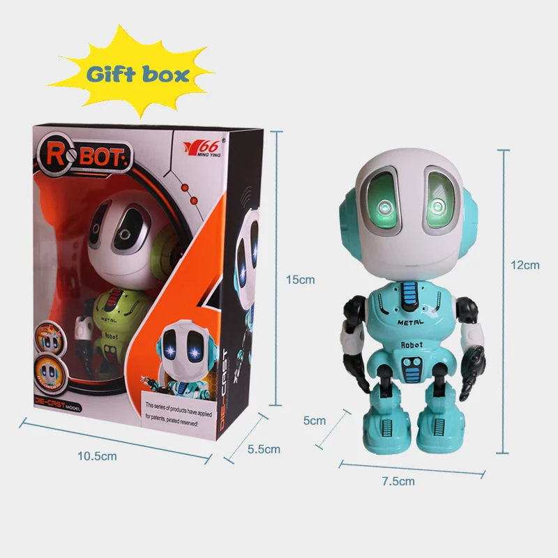 Juguetes de Robot parlante inteligente para niños, cabeza sensible al tacto, sonido y luz, aleación, figura de acción electrónica DIY, regalo