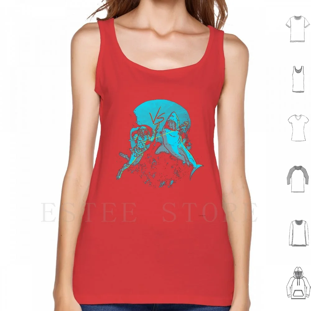 Ultimate Tournament Tank Tops Vest Shark Shark Week Vs Pop Funny Parody Under Water Skull