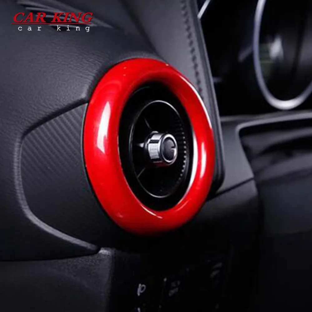 

ABS Red/Matte/Carbon Central console Air Conditioning Outlet Ring Cover Trim For Mazda 2 Demio DL Sedan DJ Hatchback 2015-2017