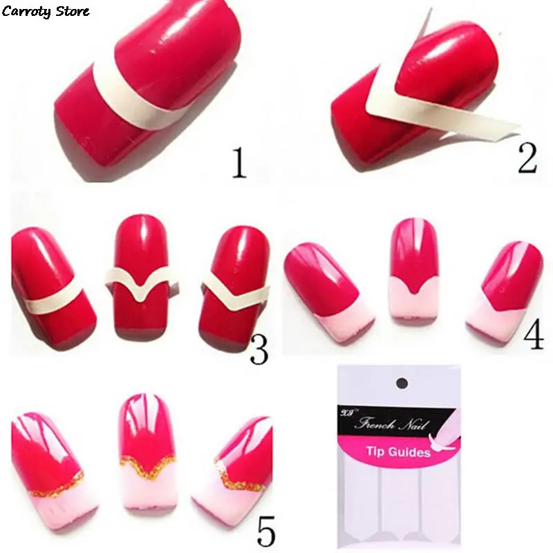 AACAR 1 Sheet 3 Style Nails Guides Tips Sticker French Manicure Nail Art Decals Form Fringe DIY Styling Beauty Tools