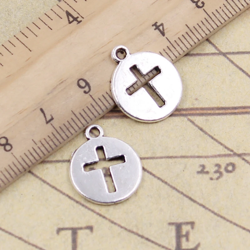 20szt Charms Cross Cut Out 18x15mm Tybetański Brąz Srebrny Kolor Wisiorki Antyczna Biżuteria DIY Ręcznie robione Rzemiosło