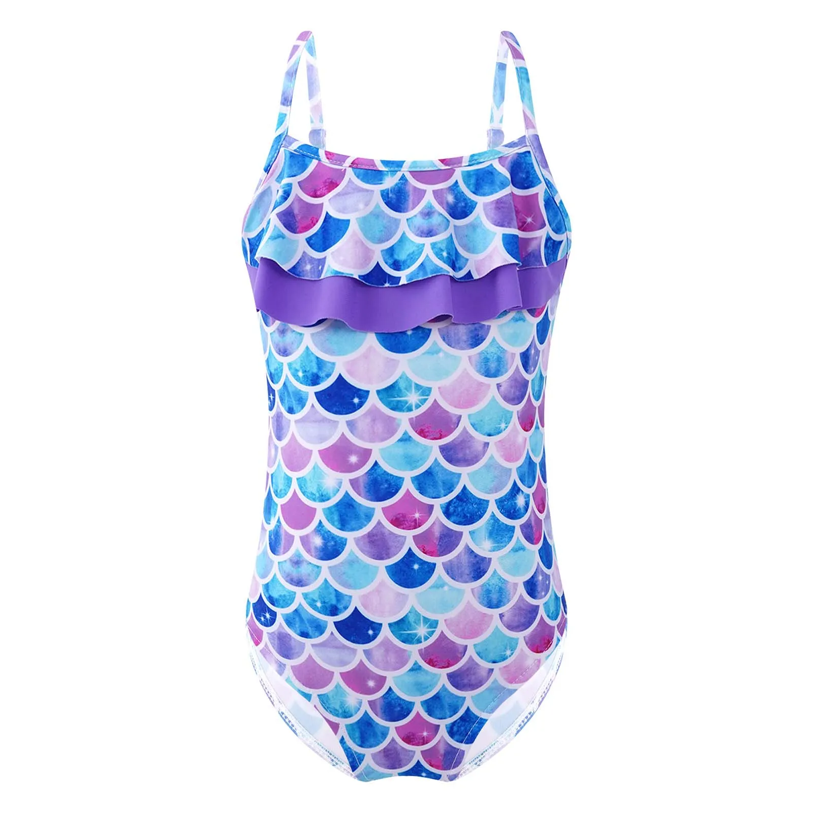 

Kids Girls One-piece Mermaid Swimsuit Fish Scales Printed Swimwear Bodysuit Children Monokini Swimming Bathing Suit Beachwear