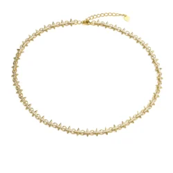 18K Gold Plated Brass Gold Color Necklace Famale Sharp Angle Jewelry Fine Accessories For Gift,Wholesale Dropshipping
