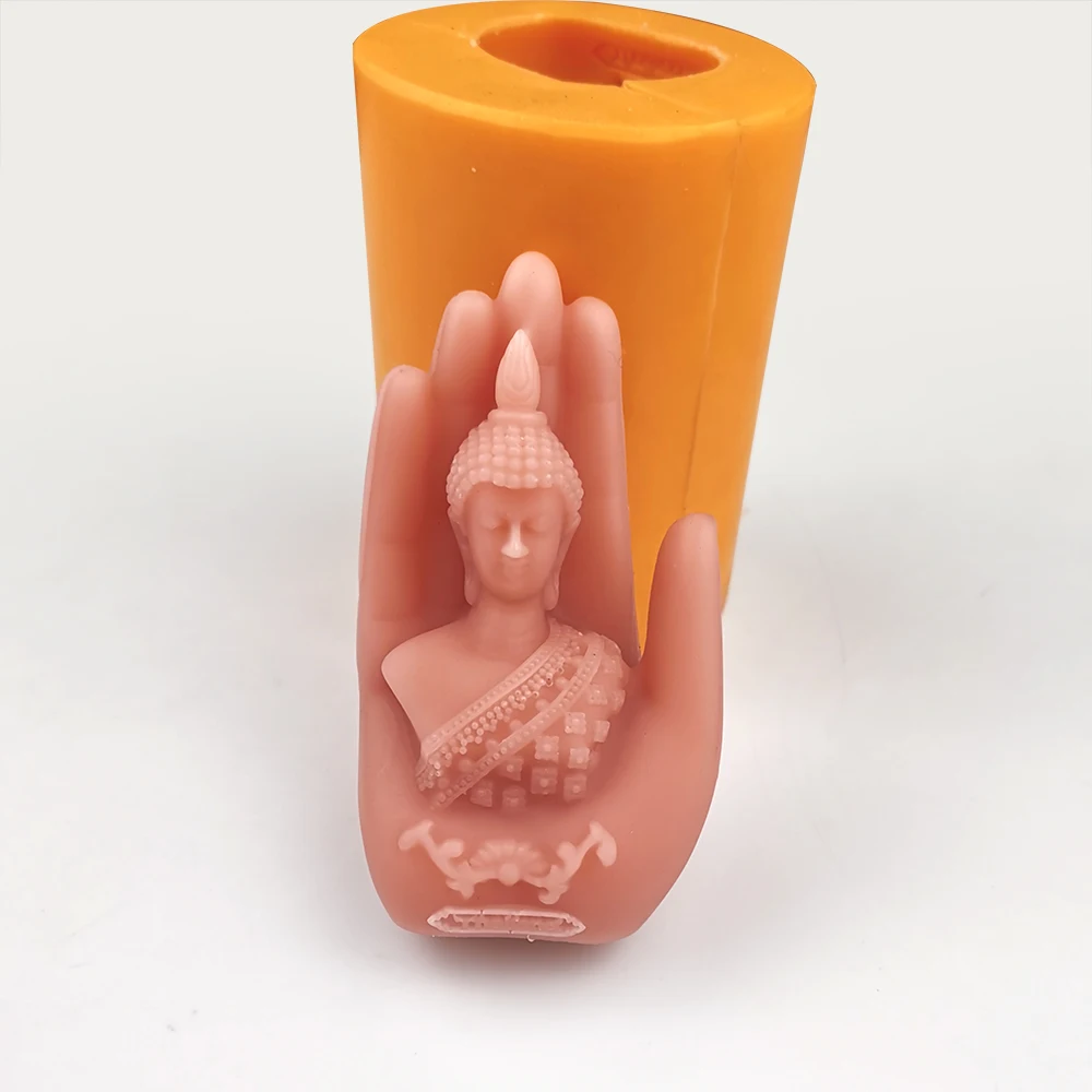 TS0169 PRZY Elephant Buddha Moulds Candle Mold 3D Hand Buddha In The Palm Molds Mold Silicone Clay Resin Moulds