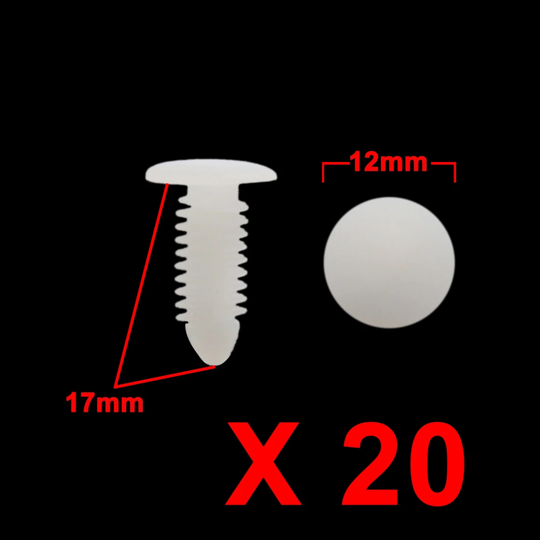 X Autohaux 20Pcs 30Pcs 40Pcs White Plastic Rivets Splash Guard Fastener Push Type Clips 8mm x 6.5mm 7.5mm x 6.5mm 7.5mm x 5.5mm