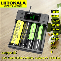 Liitokala  charger  Lii-S4 S2 LCD 3,7 V 18650 18350 18500 16340 21700 20700B 20700 14500 26650 1,2 V AA NiMH lithium battery