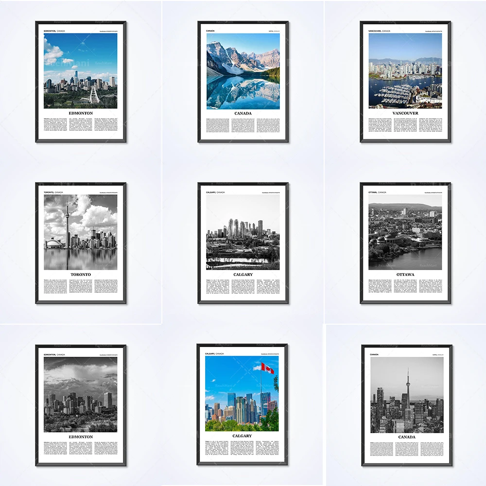 Canadian travel prints, Calgary, Winnipeg skyline, Toronto, Ottawa, Montreal, Mississauga, Edmonton print photo photography