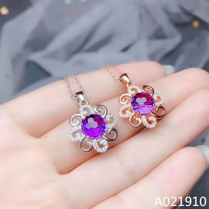 

KJJEAXCMY boutique jewelry 925 sterling silver inlaid Amethyst trendy necklace Women's pendant popular support detection