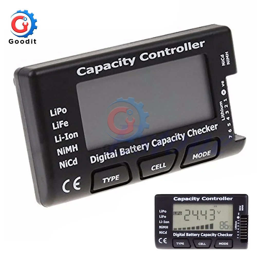 1-7S Digital Battery Capacity Detector Power Display LCD Checker Tester Voltage Controller LiPo LiFe Li-ion NiMH Nicd for RC Car