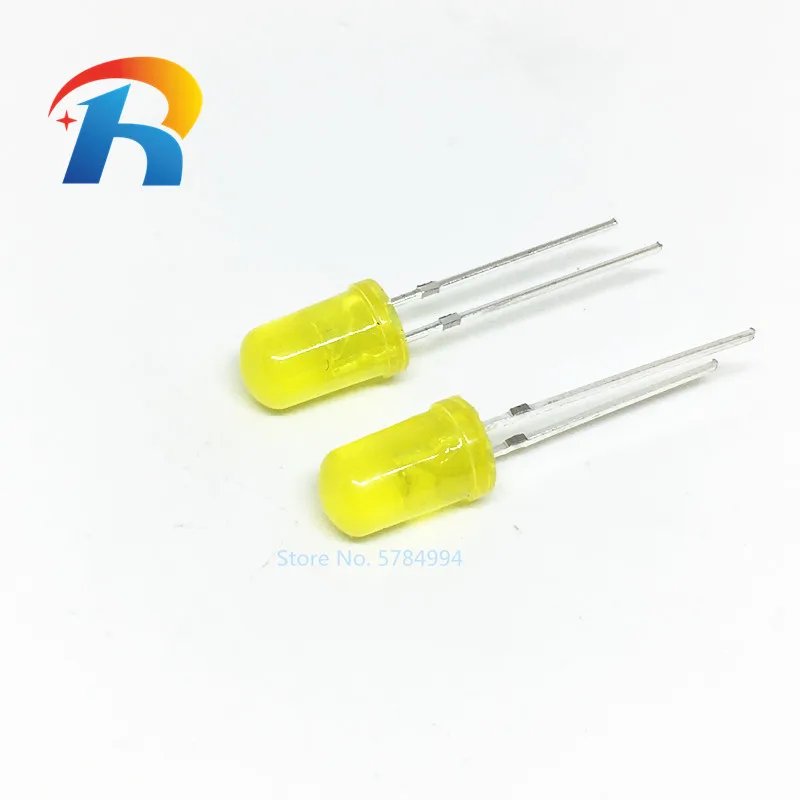 

Free shipping 1000PCS/Lot 5MM Yellow LED Diode Round Diffused Yellow Color Light Lamp F5 DIP Highlight New Wholesale Electronic