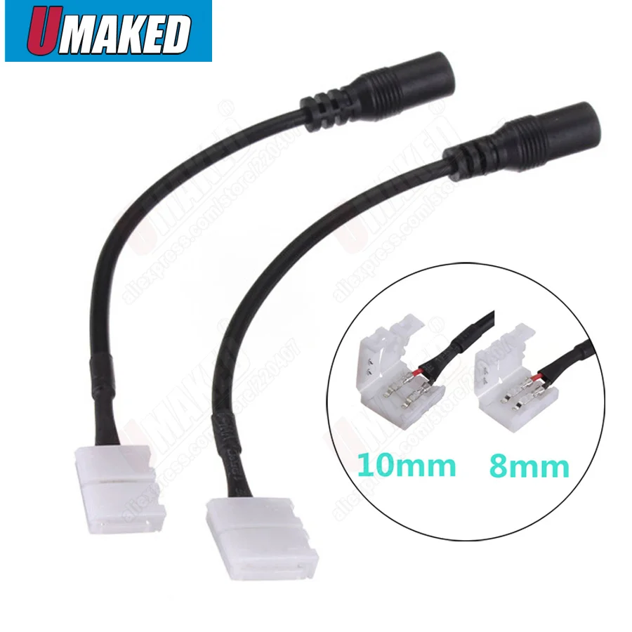 

15cm DC female to no solder connector, 8mm 10mm DC connector for 3528 5050 RGB strip light, strip connector