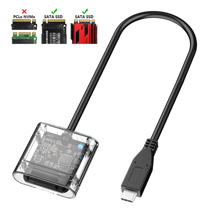 UTHAI M2 SSD Box SATA Box M.2 To Type-C SSD Adapter For PCIE NGFF SATA M/B Key SSD Disk Box Transparent Hard Disk Box