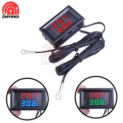 Mini Dual Display Digital Thermometer w/ Dual NTC Waterproof Metal Probe Temperature Sensor Tester for Car Room Indoor