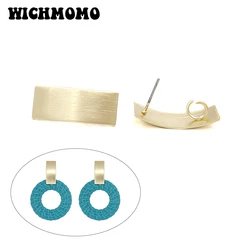 New 6pieces High Quality Zinc Alloy Matte Drawing Process Rectangle Earring Base Connectors for DIY Earring Jewelry Accessories