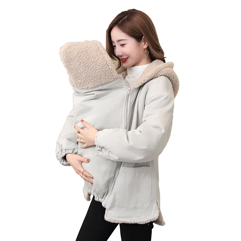 Baby Carrier Jacket Hoodies Autumn Winter Maternity Clothes Kangaroo Warm Mom Outerwear Coat for Pregnant Women Hooded Sweater