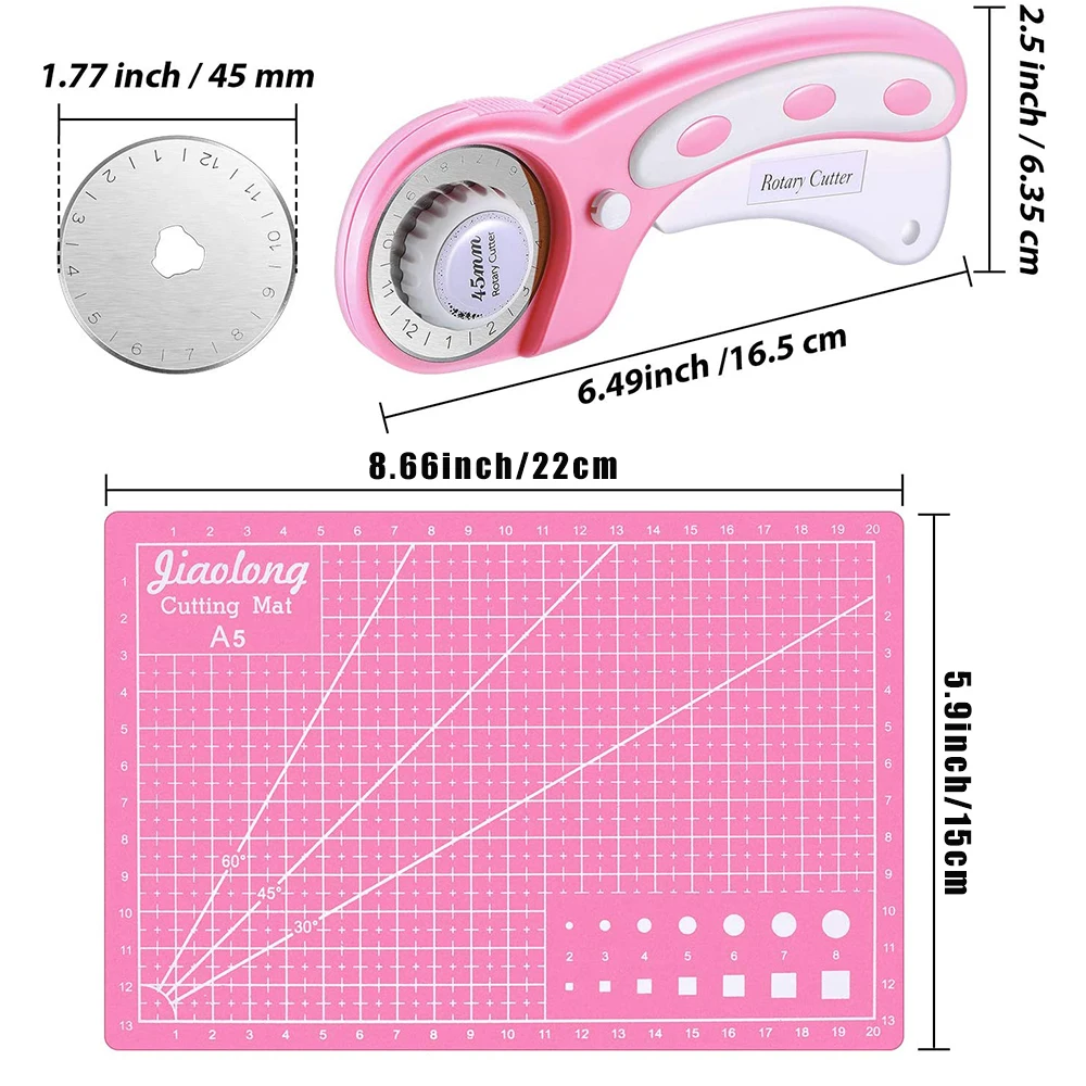 127 sztuk zestaw narzędzi nóż obrotowy 45mm obrotowy tkaniny Cutter A5 mata do cięcia szycia proste szpilki plastikowe klipsy do rzemiosła pikowania