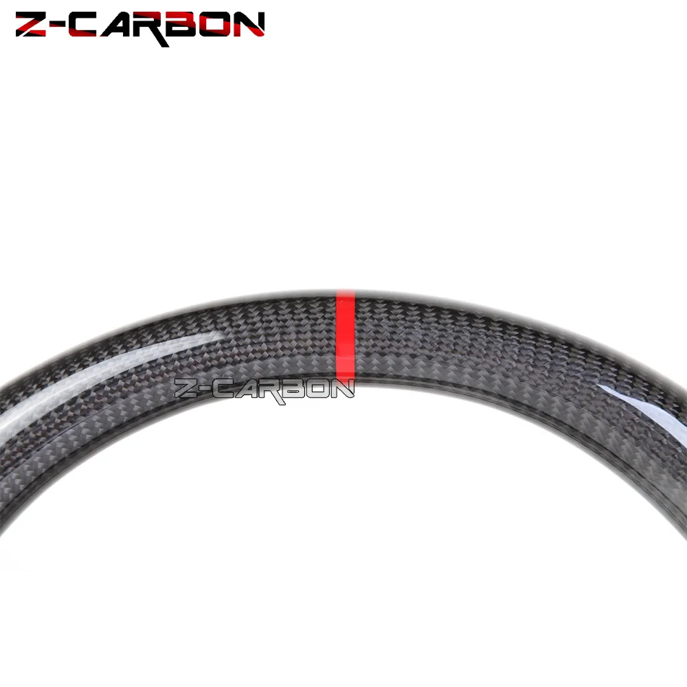 Steering Wheel Carbon Fiber For FJ Land Cruiser 2004-2017 Steering Wheel Perforated Leather Flat Bottom Red Stitching