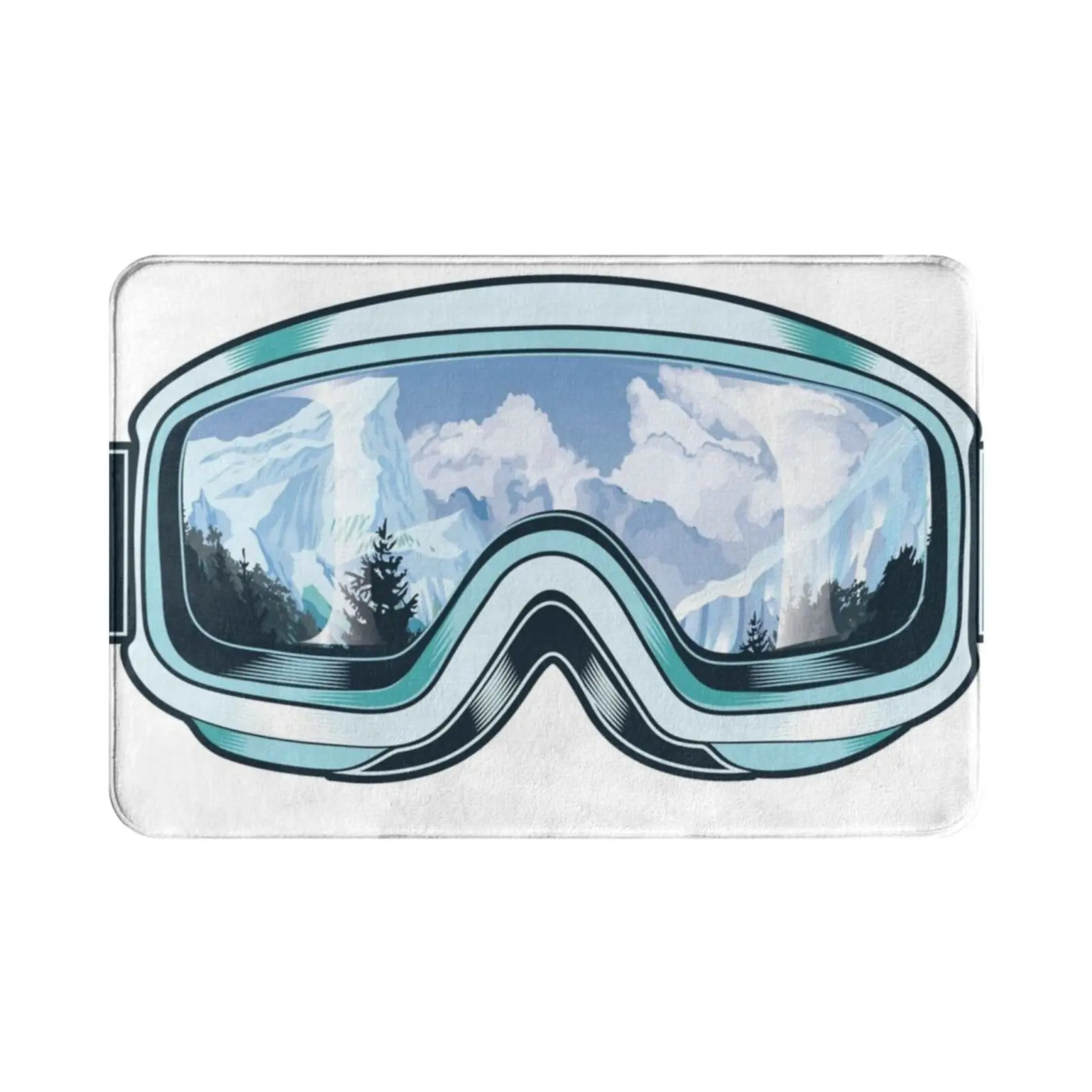 Skis Goggles With Nature Reflections Carpet Mat Rug Cushion White Hobby Hobbies Ski Skiing Goggles Goggle Mountain Mountain