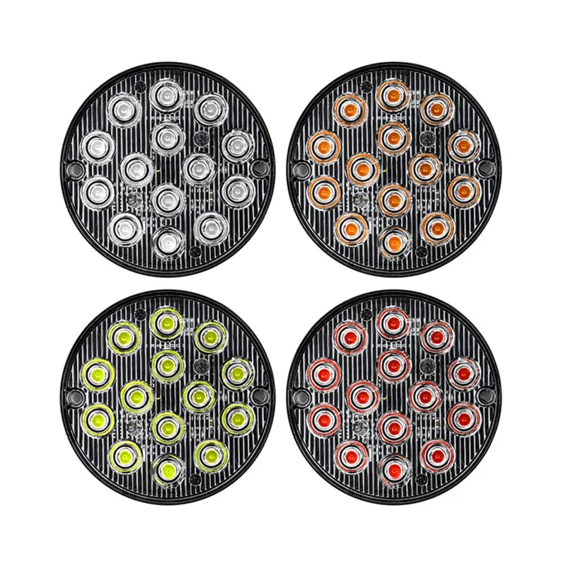 2x 14 LED Car Truck Light Emergency Signal Beacon Warning Hazard Flash Waterproof IP67 Round Lamp Safety Semaphore Strobe Light