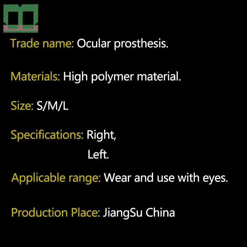 Ocular prosthesis delicate pupil high polymer material left eye oculus dexter mock button hole artificial eye