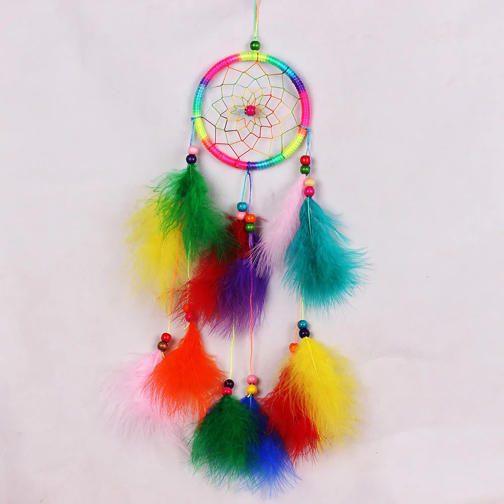 Hot sell 55cm Colorfull Dream Catcher Circular Feather Hang Crafts Handmade Home Hanging Craft Dropshipping