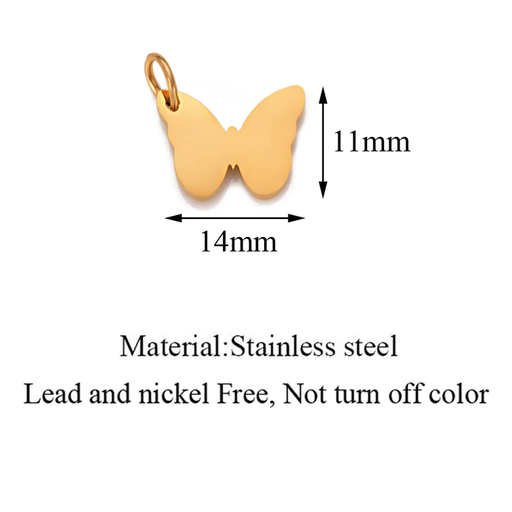 10 stücke Edelstahl Gold Schmetterling Charm Anhänger für DIY Halskette Armband Schmuck Machen Charms Zubehör – Detail 1