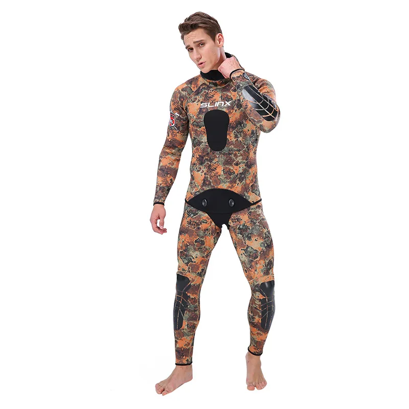 Men's Premium Neoprene Camouflage Hoodie Fullsuit, Scuba Diving, Snorkeling Surfing, 2 Pieces, 3mm, Camo Spearfishing Wetsuits