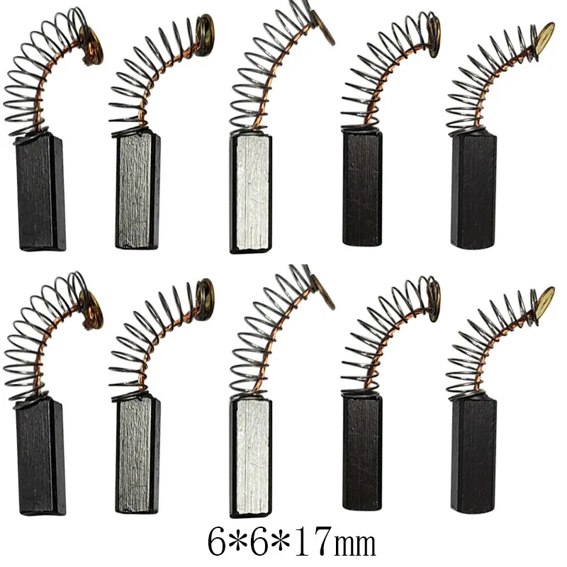 10pcs/Lot Angle Grinder Carbon Brush Angle Grinder Replacement Spare Parts Carbon Brushes 6mm x 6mm x 17mm