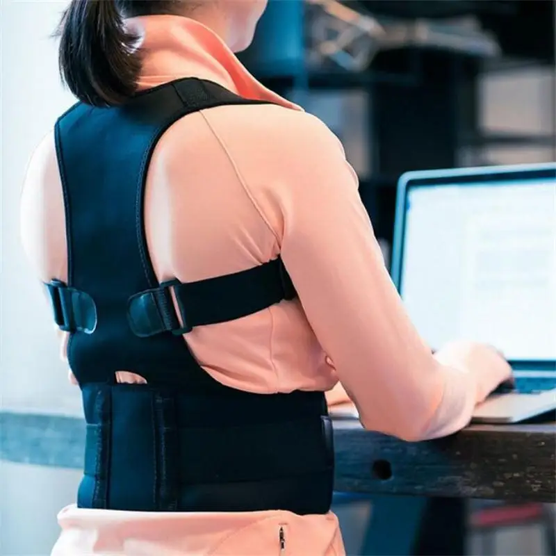 Blue XXL Posture Corrector Adjustable Shoulder Humpback Lower Back Support Lumbar Orthopedic Straighten Posture Corset Unisex