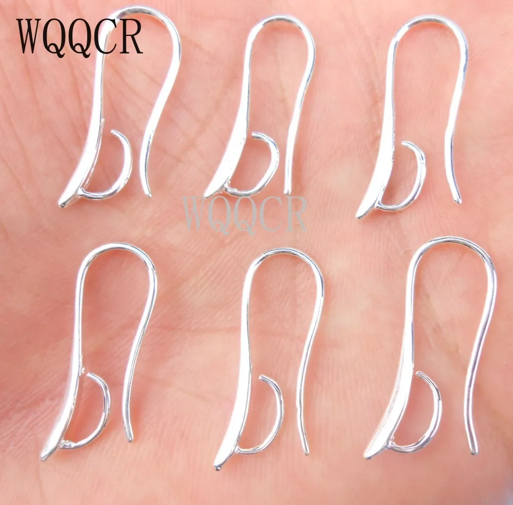 

Free Shipping 50PCS Lot Making Design 925 Silver colorJewelry Findings Hook Earring Pinch Bail Ear Wires For Crystal Beads