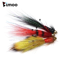 Bimoo 4PCS Conehead Fire Tiger / Black/ Red  Francis Snaelda Salmon Tube Flies & Trebles