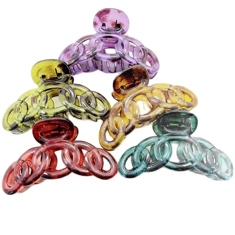 

2Pcs Fashion TortoiseShell Color Plastic Circle Hair Claw Clamp Clips 90mm Lady