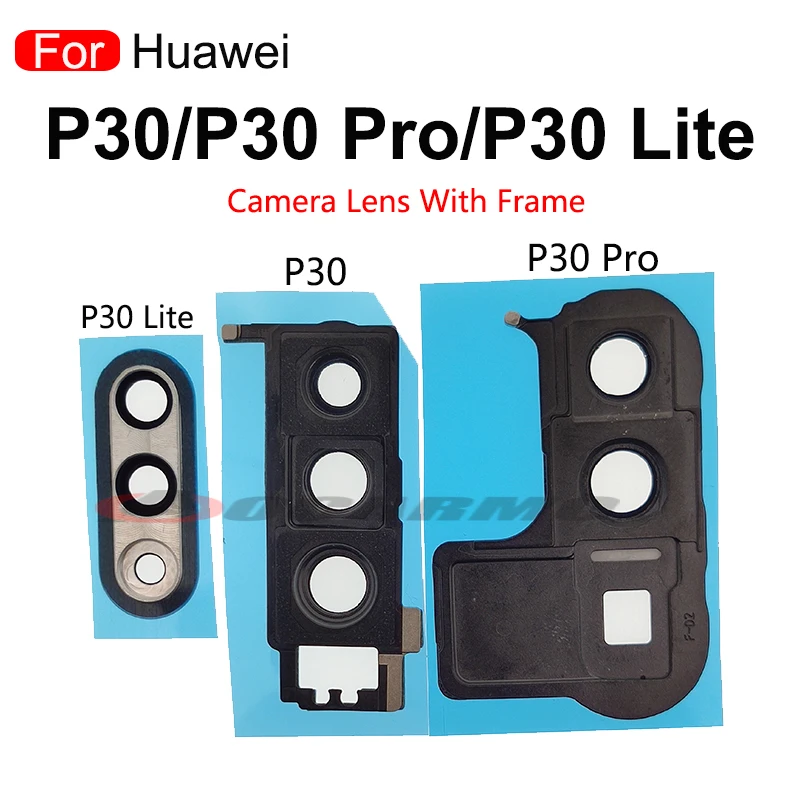 Rear Camera Glass Lens With Back Cover Frame Holder and Sticker Adhesive For Huawei P30 Pro P30 Lite Replacement Part