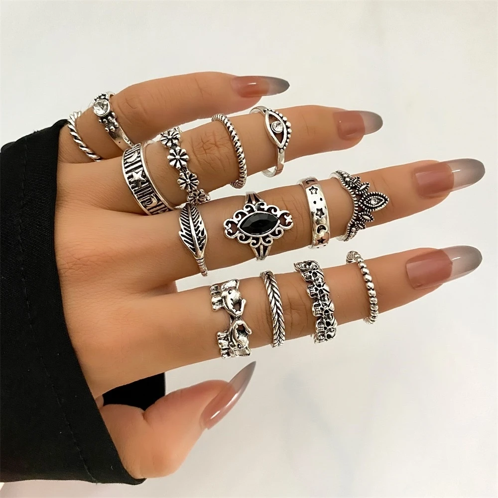 FNIO Vintage Trendy Boho Midi Knuckle Ring Set For Women Geometric Finger Rings Fashion Bohemian Jewelry