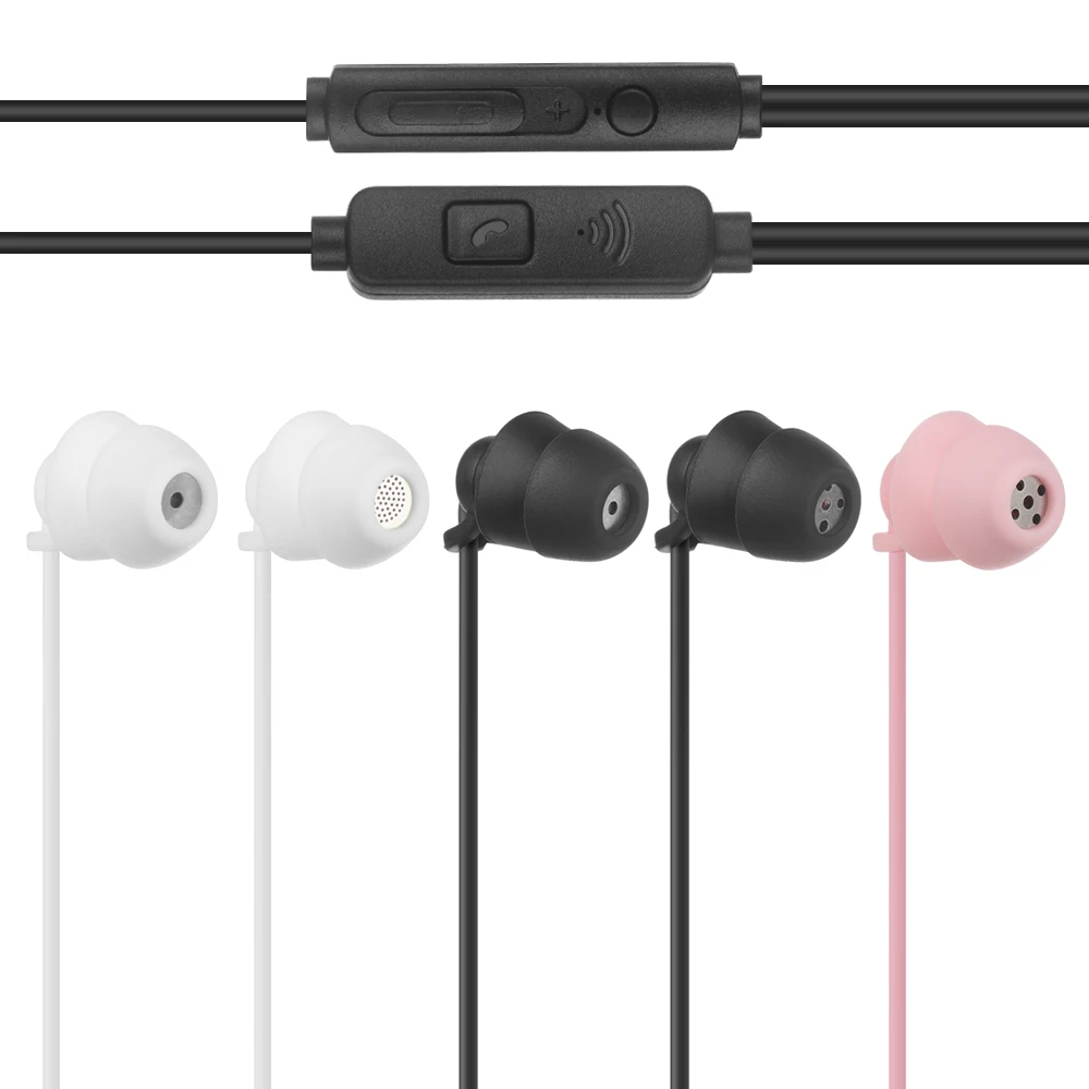 For Samsung Huawei and Xiaomi 3.5mm Wired In-Ear Headset with Volume Control Sleeping Headphones Noise Canceling Earphones