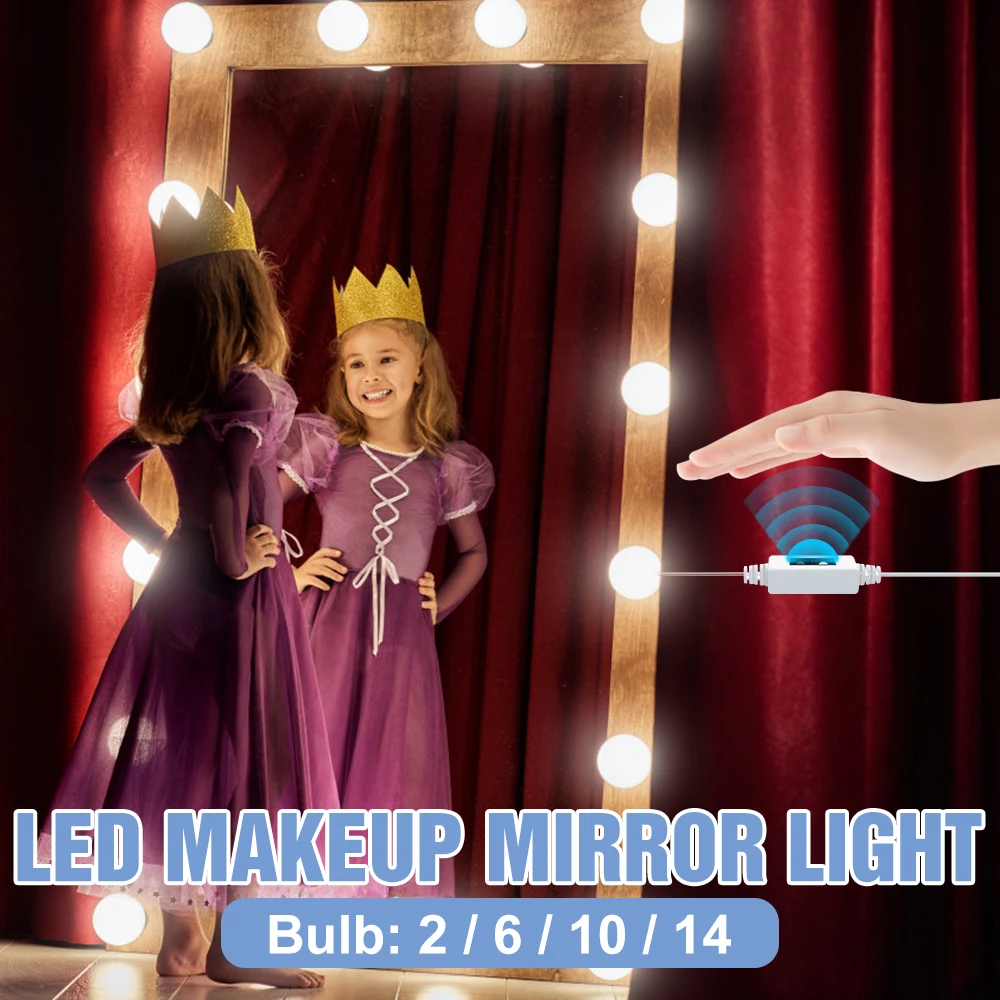 

USB Vanity Mirror Bulbs LED Hollywood Professional Makeup Mirror Light Dressing Bathroom 5V Full Body Mirror Light 2/6/10/14 Kit