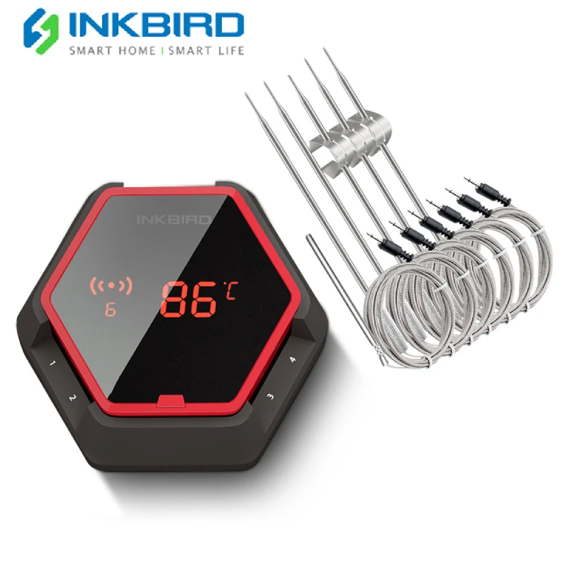 INKBIRD IBT-6XS Magnetic Design&Rotatable Screen Digital Bluetooth Controlled Thermometer with 4/6 Probes Diversified Cooking