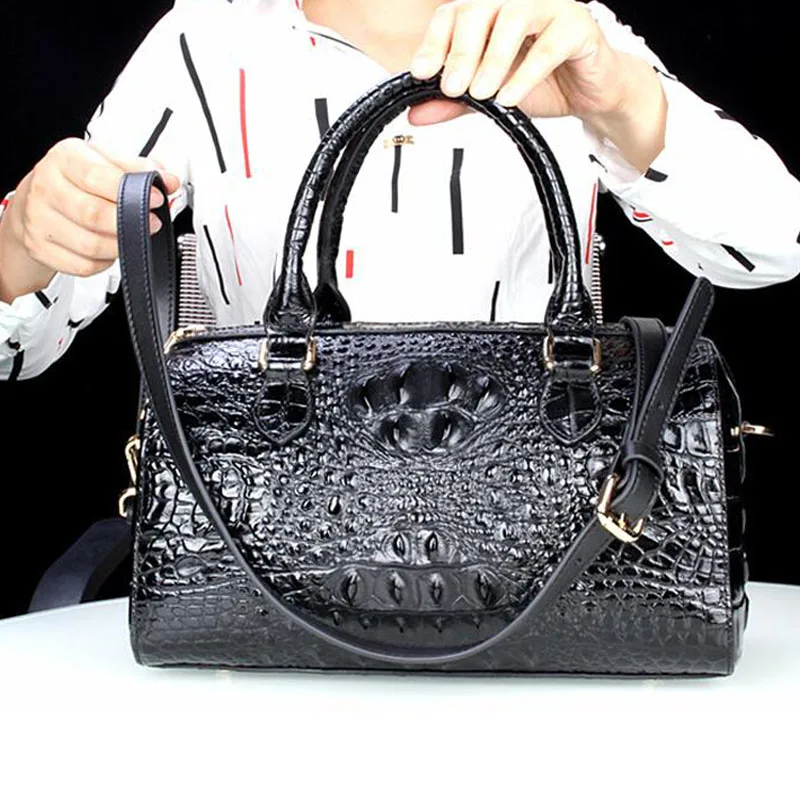 Luxury Designer Crocodile pattern leather female handbag leather shoulder bag fashion large capacity pillow bag female bag