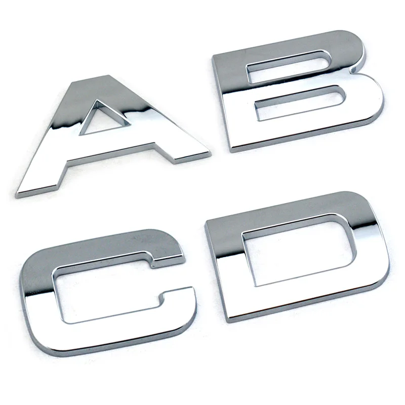 Car Stickers 25mm 3D DIY Letters Alphabet Emblem Chrome Black Car Sticker Digital Badge Logo Car Styling Motorcycle Accessories