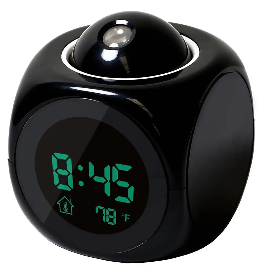 Projection Digital Weather LCD Snooze Clock Bell Alarm Display Backlight LED Projector Home Clock Backlight Table Clock