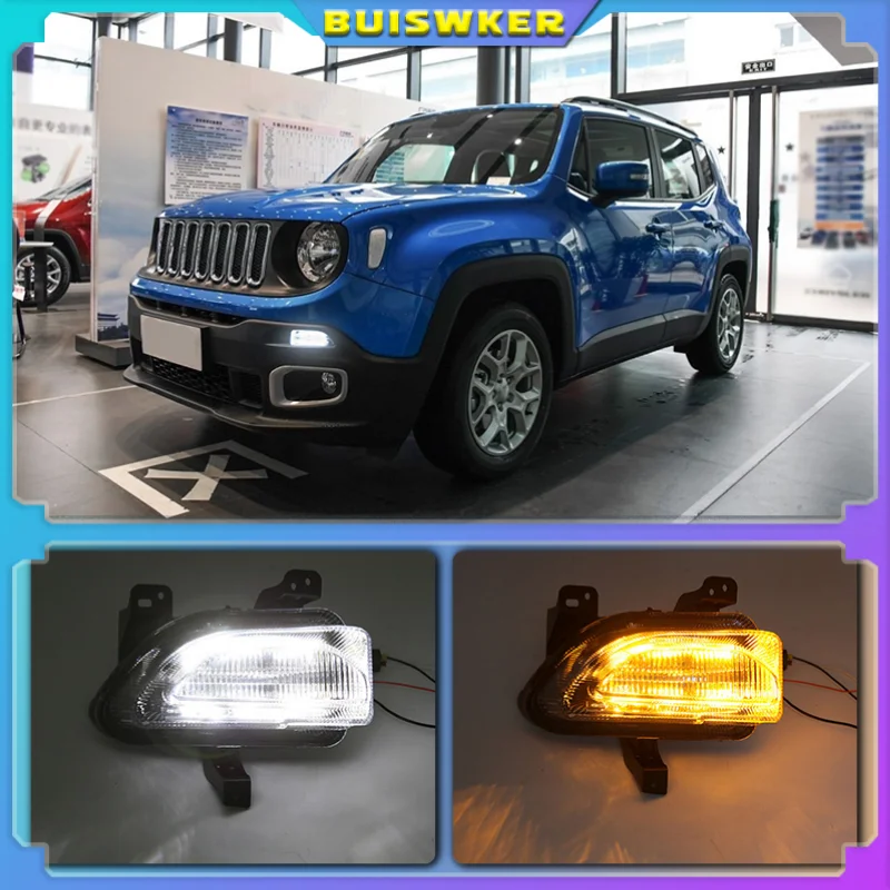 

2pcs 12V LED Daytime Driving Running Fog Turn Signal Light Lamp Daylight DRL Fit for Jeep Renegade 2015 2016 2017 2018