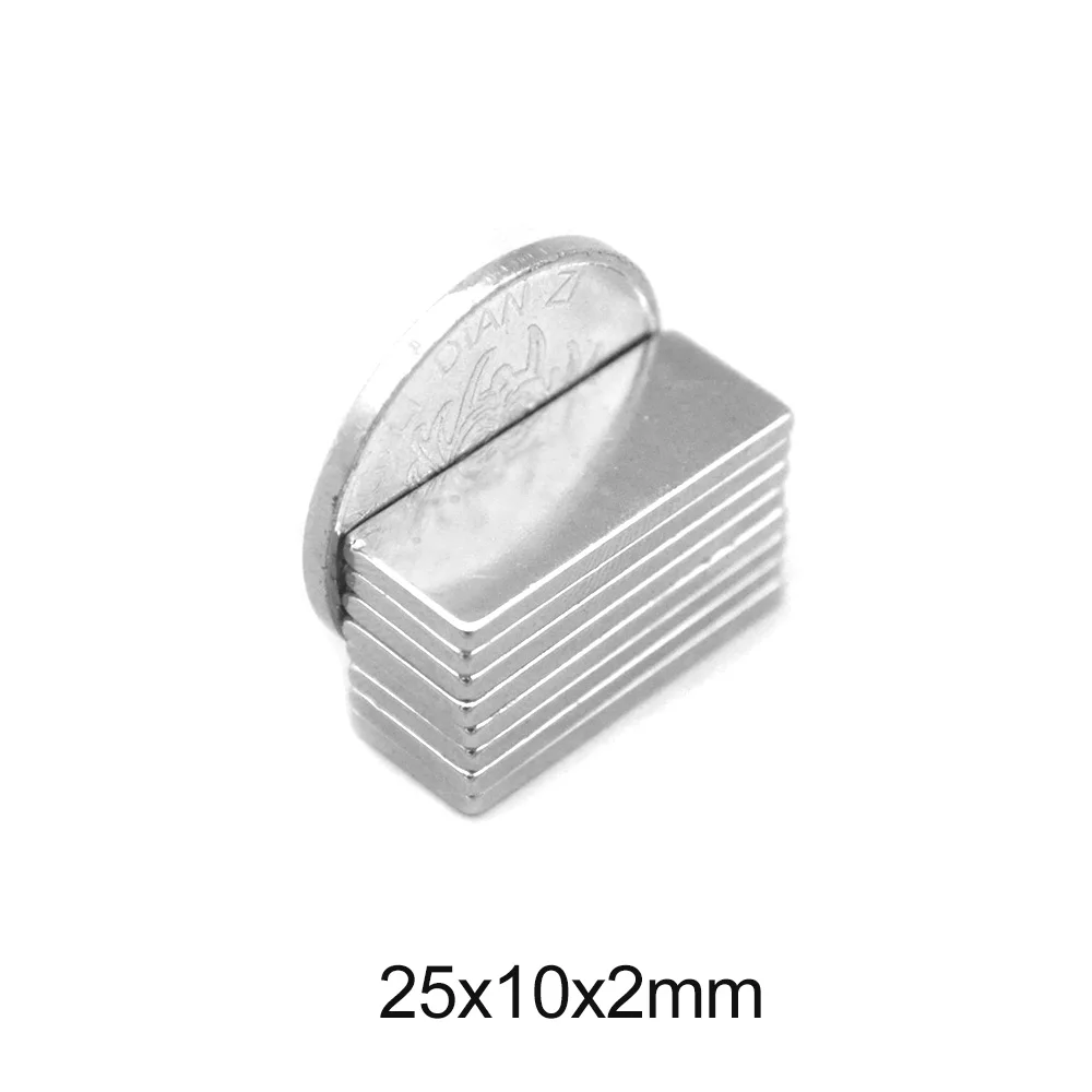 5~100PCS 25X10X2 block Strong Sheet Rare Earth Magnet 25x10x2mm Rectangular Neodymium Magnets Thickness 2 Magnetic 25*10*2 mm